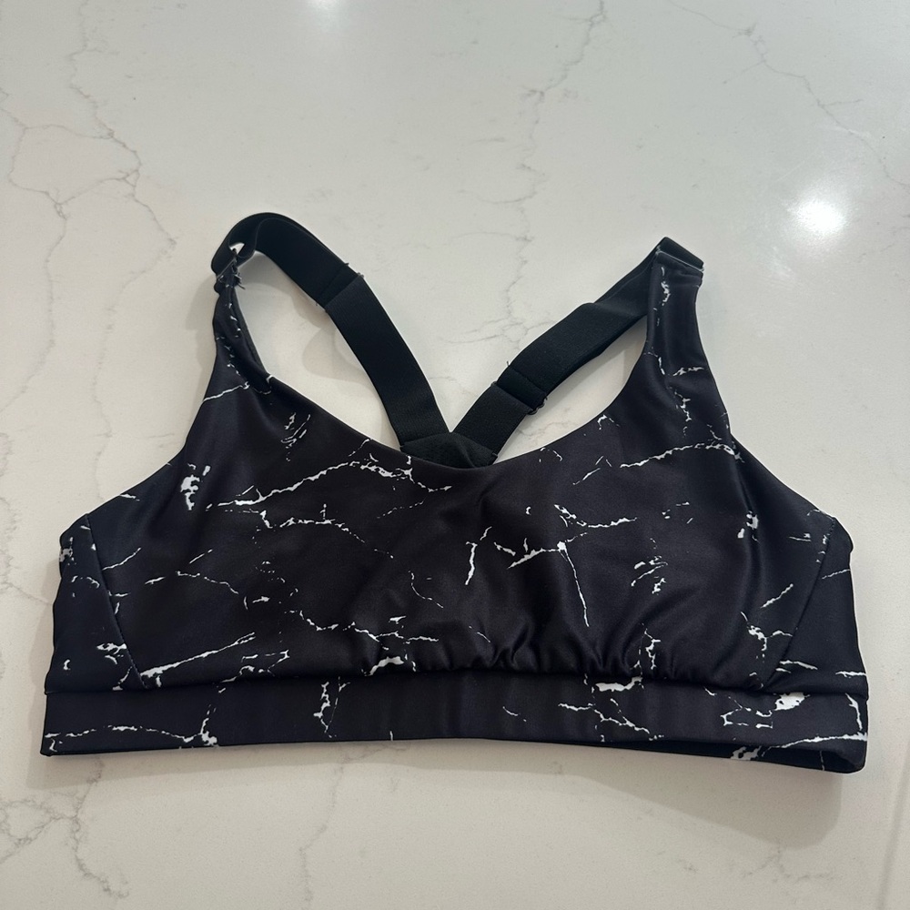 Black Marble Sports Bra